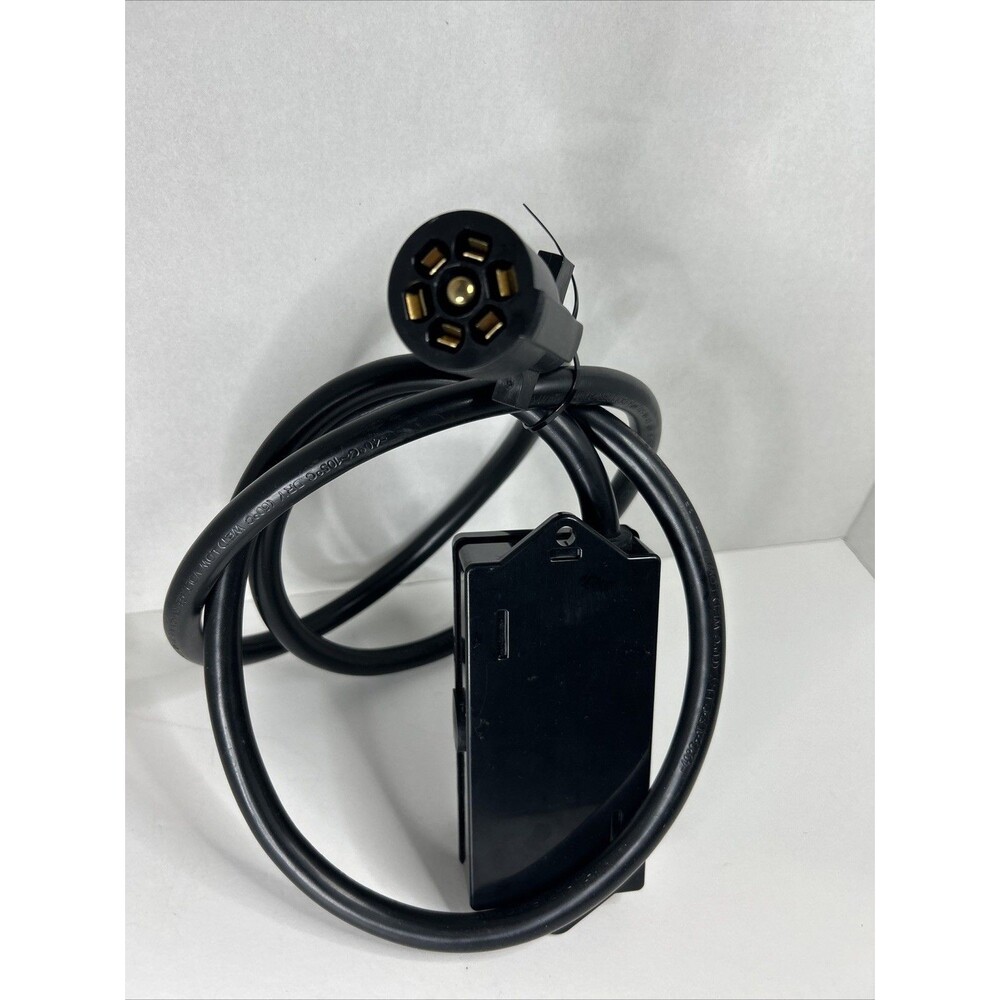 7 Way Plug Inline Pre-Wired Trailer BLACK Cord w/Junction Box 8 Ft Wiring Cable